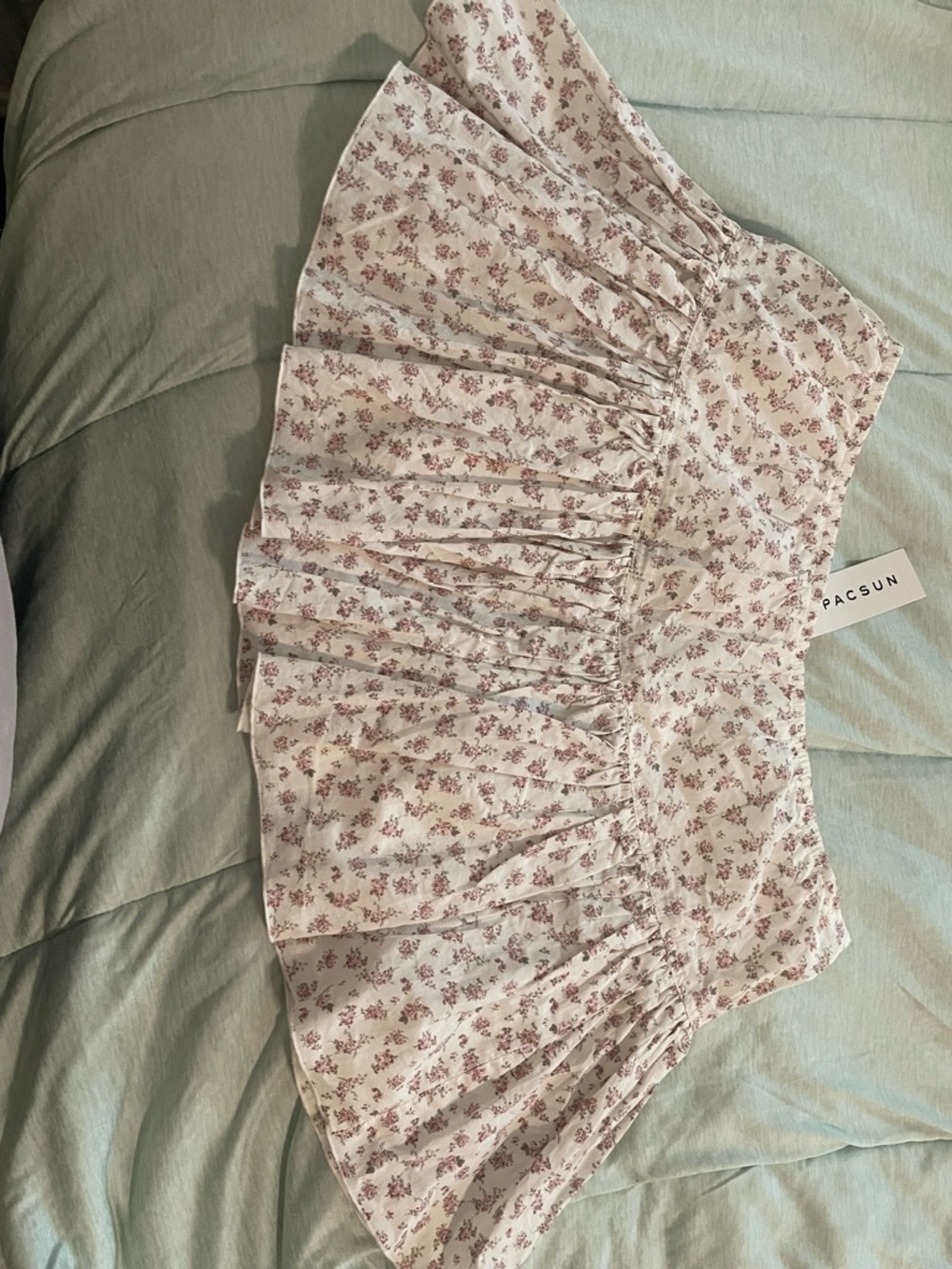 PacSun Cream Floral Smocked Circle Skirt